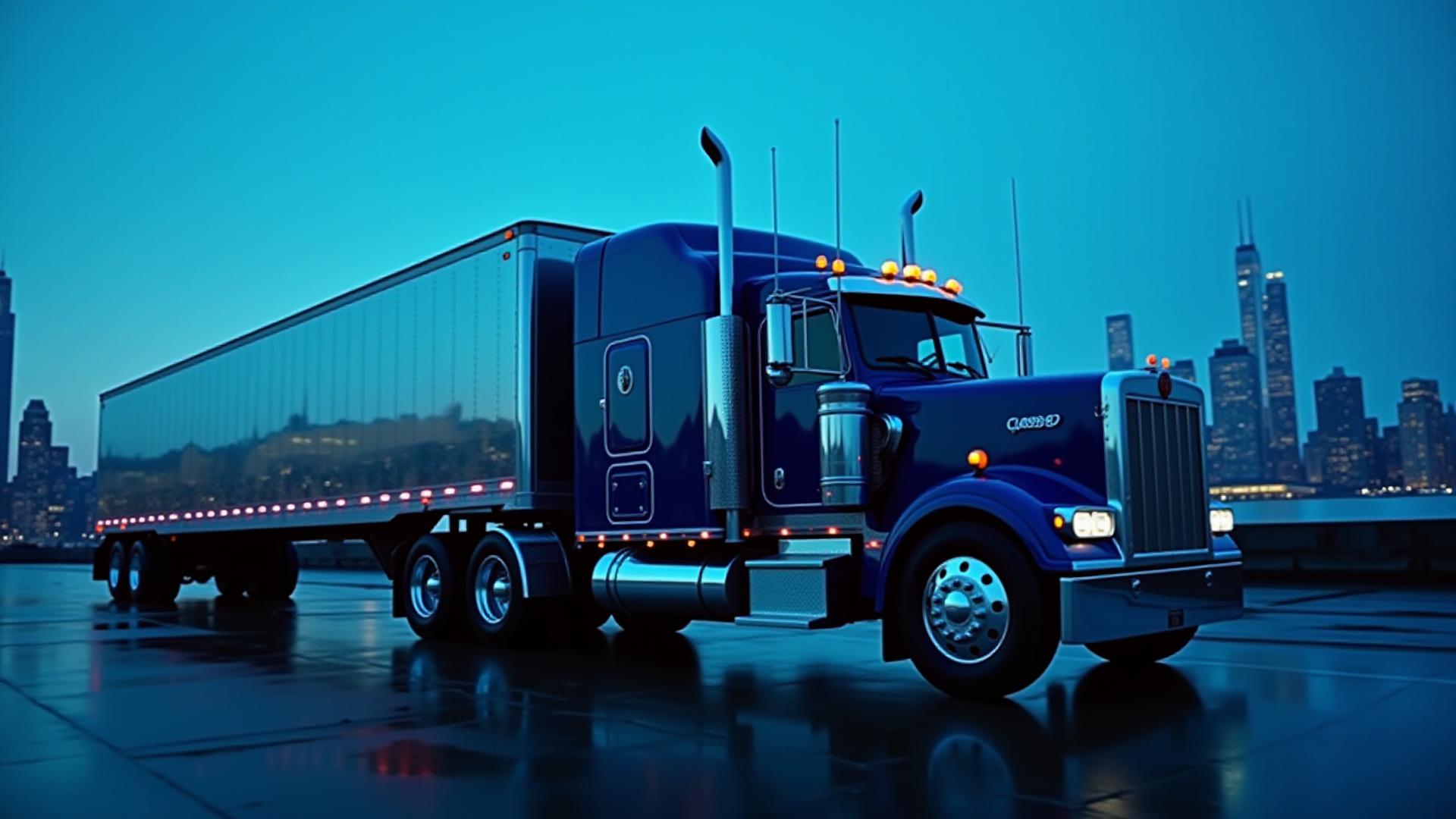 JP's Top Trucking logistics operations over New York skyline