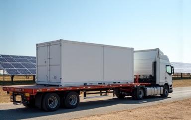 Delivery of containerized BESS battery storage units to a solar job site