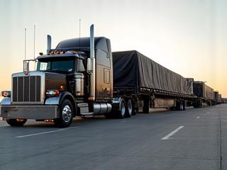 Pickup truck with 40ft gooseneck trailer for industrial hot shot hauling