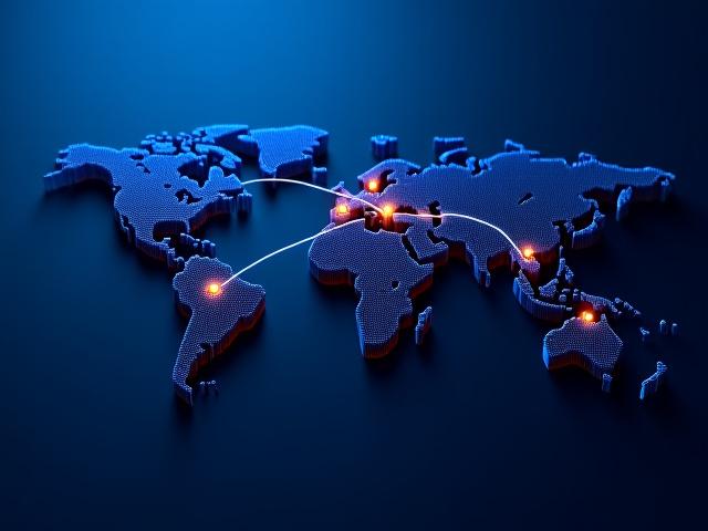 North American logistics map highlighting shipping routes between USA, Canada, and Mexico
